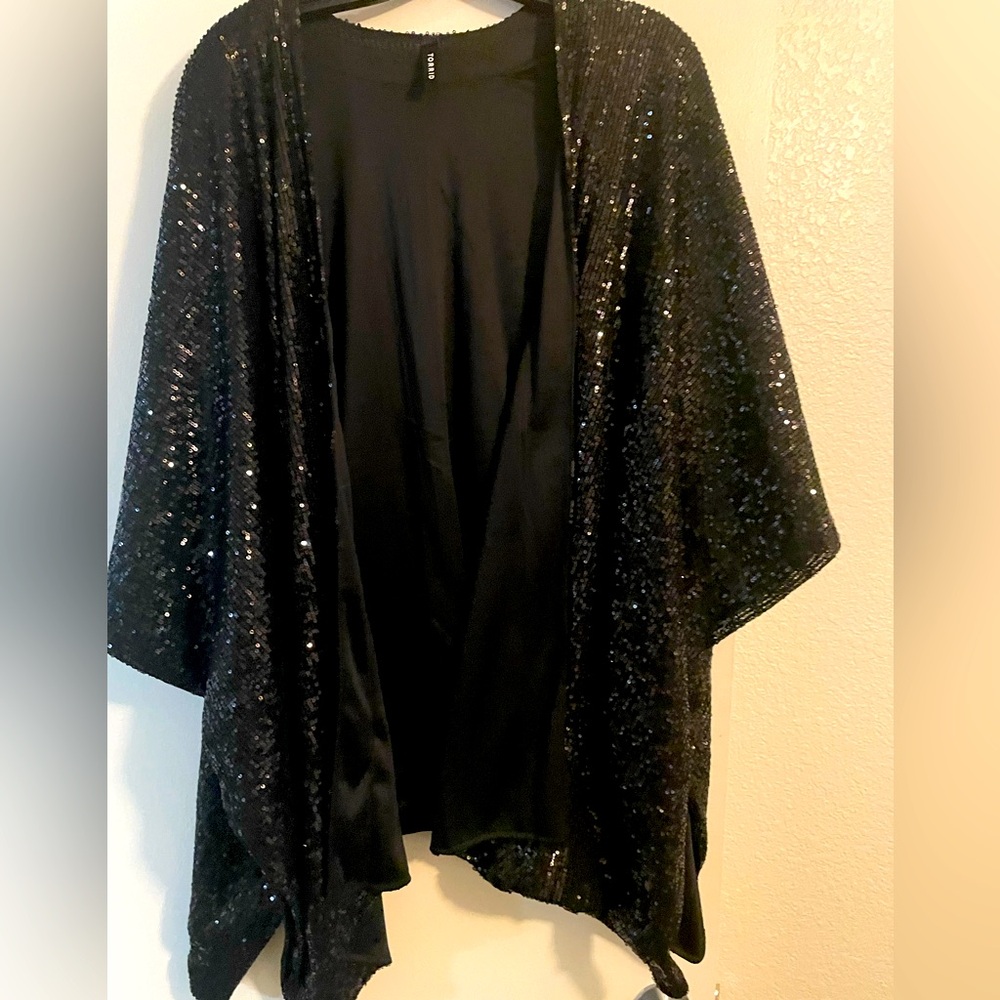 Black sequined Torrid drape Cardigan